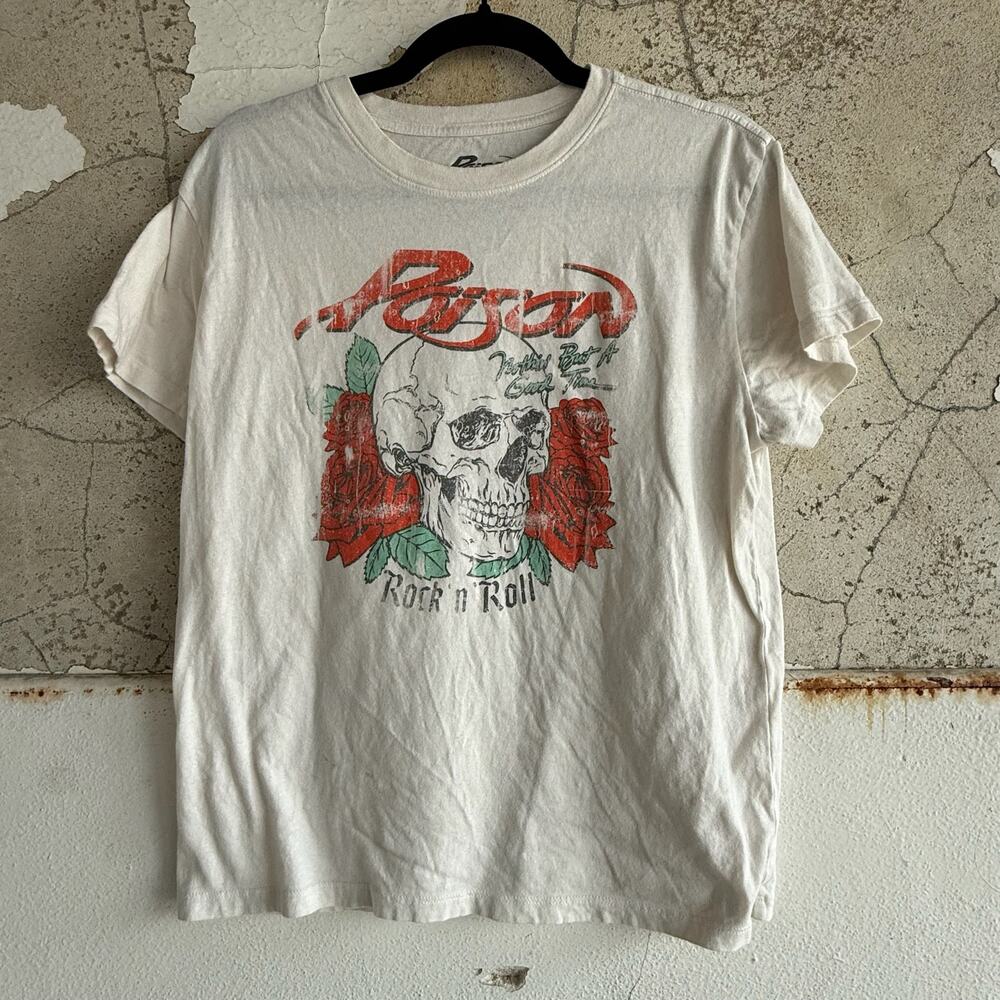 Poison Band T-Shirt‎ Skull & Roses Graphic Rock N Roll Tee Tour Style Size L